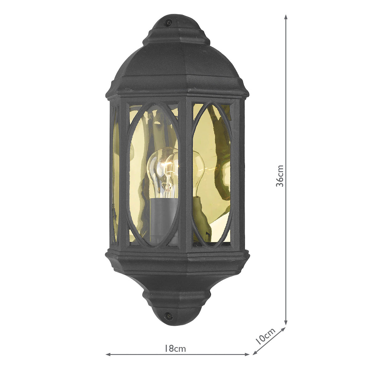 Tenby Outdoor Wall Light Black Glass IP43<br>Matt Black