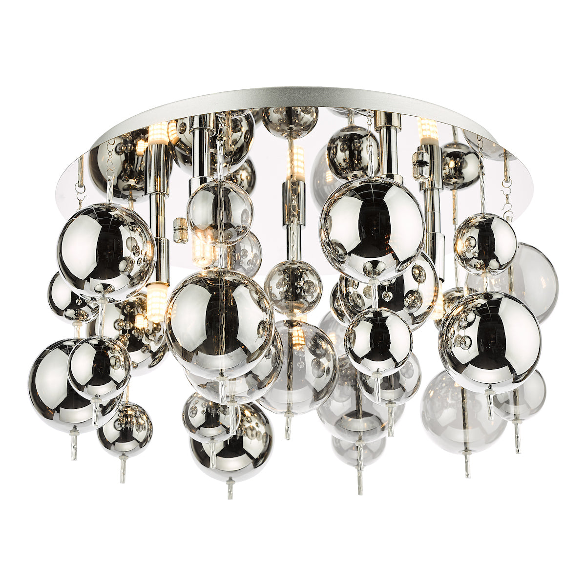 Thora 5 Light Flush Polished Chrome Smoked Glass<br>Polished Chrome