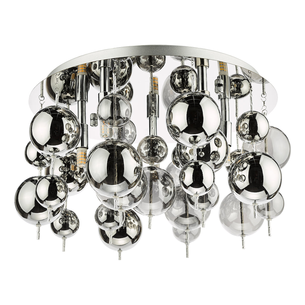Thora 5 Light Flush Polished Chrome Smoked Glass<br>Polished Chrome