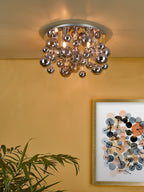 Thora 5 Light Flush Polished Chrome Smoked Glass<br>Polished Chrome