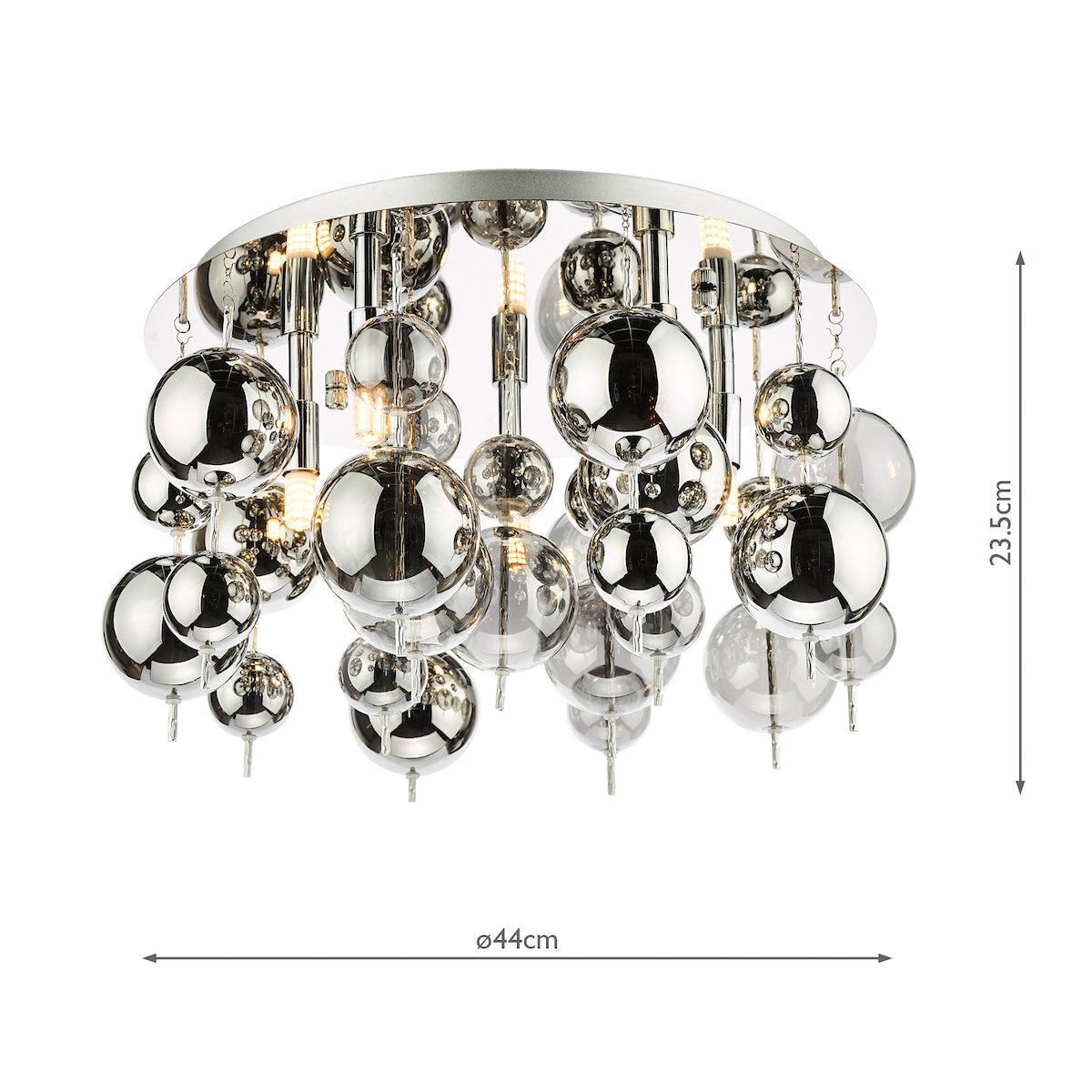 Thora 5 Light Flush Polished Chrome Smoked Glass<br>Polished Chrome