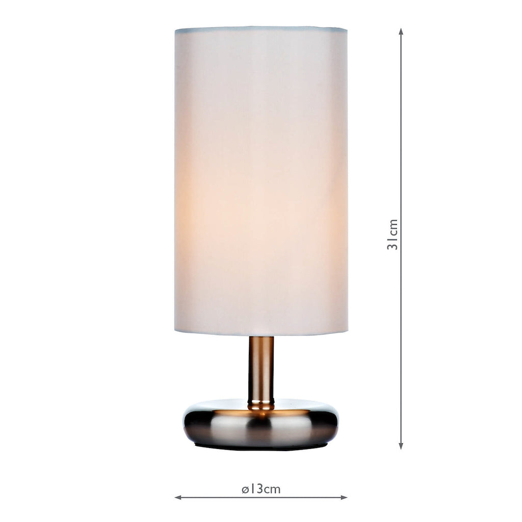 Tico Touch Table Lamp Satin Chrome With Shade <br>Satin Chrome