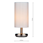 Tico Touch Table Lamp Satin Chrome With Shade <br>Satin Chrome