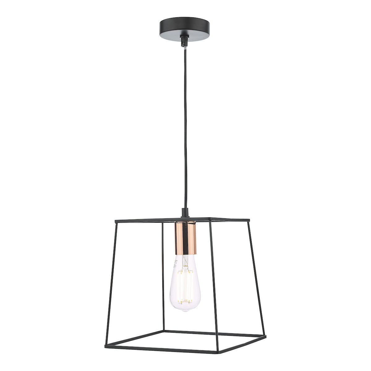 Tower 1 Light Single Pendant Matt Black CopperMatt Black
