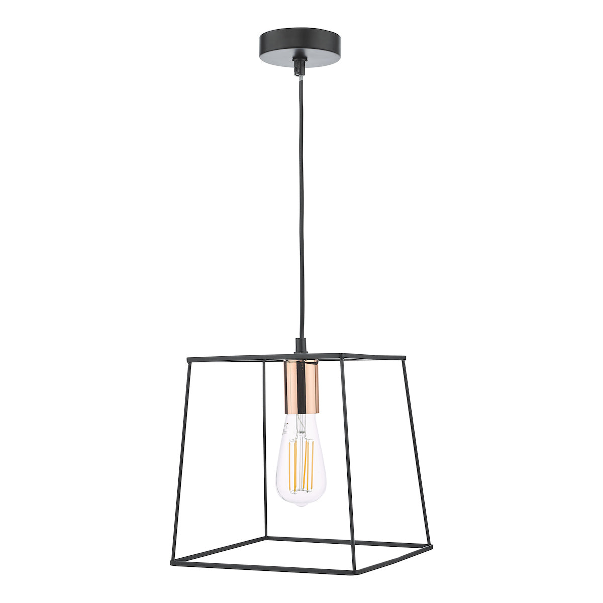 Tower 1 Light Single Pendant Matt Black CopperMatt Black