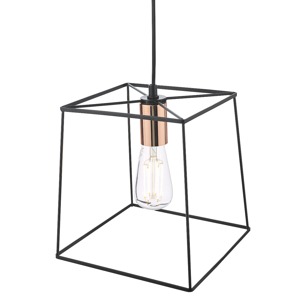 Tower 1 Light Single Pendant Matt Black CopperMatt Black