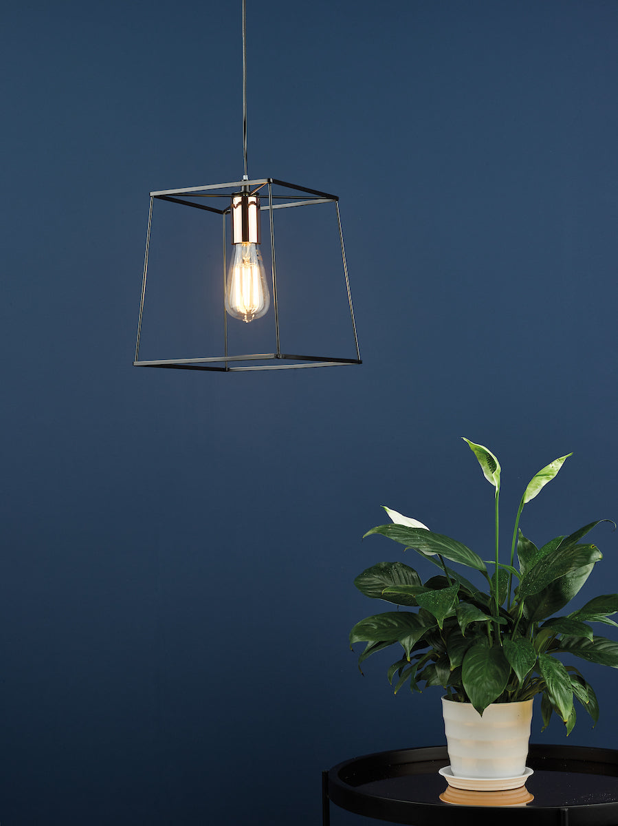 Tower 1 Light Single Pendant Matt Black CopperMatt Black