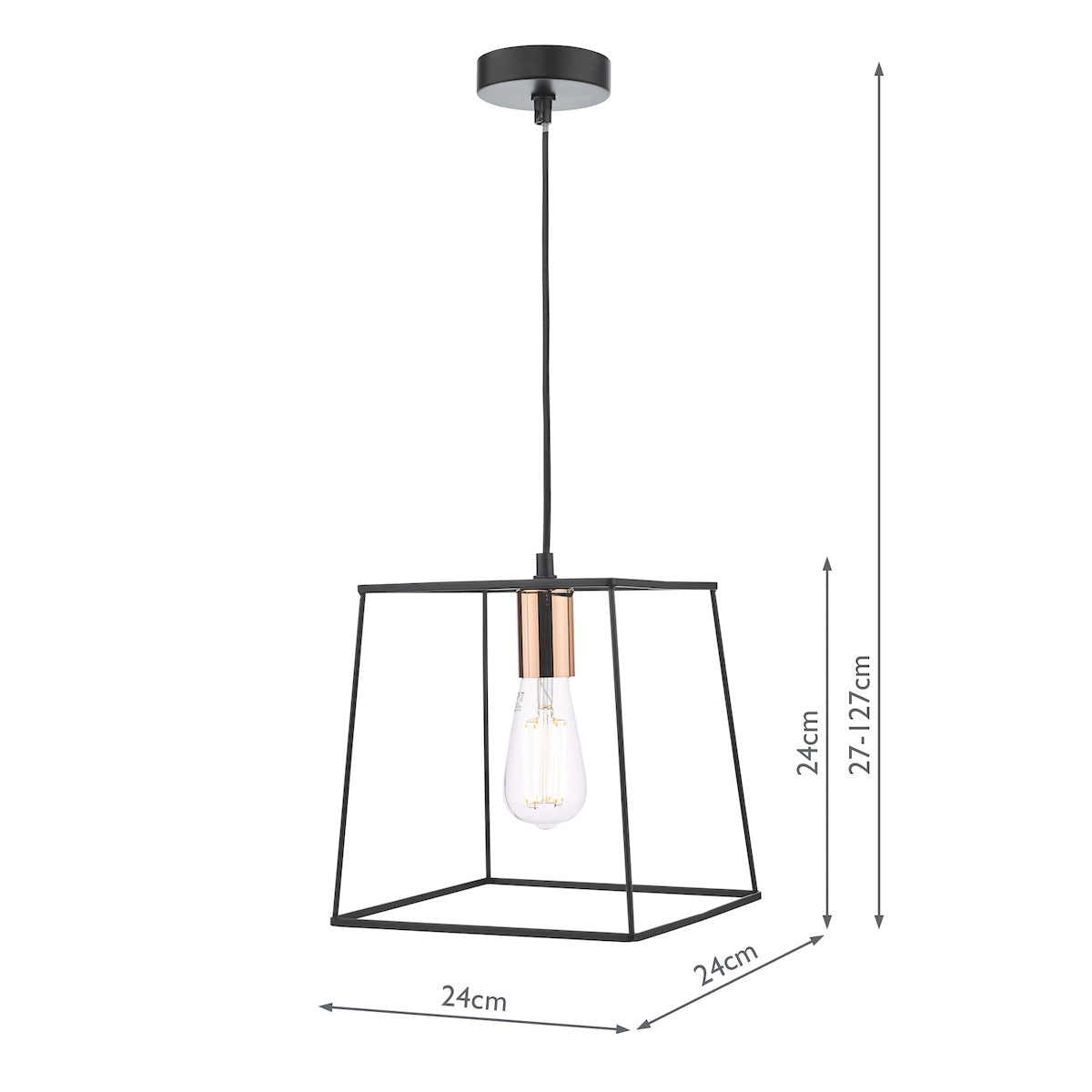 Tower 1 Light Single Pendant Matt Black CopperMatt Black