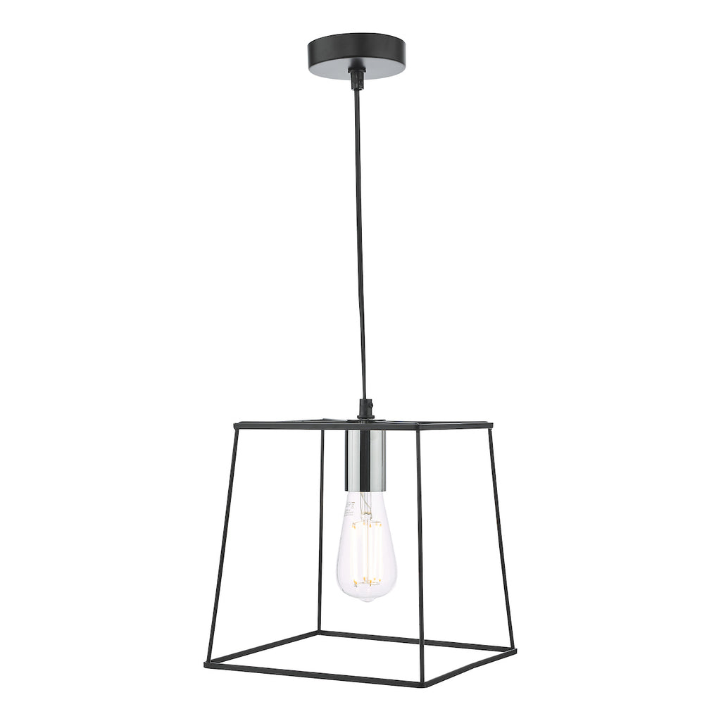 Tower 1 Light Single Pendant Matt Black Polished Chrome<br>Matt Black