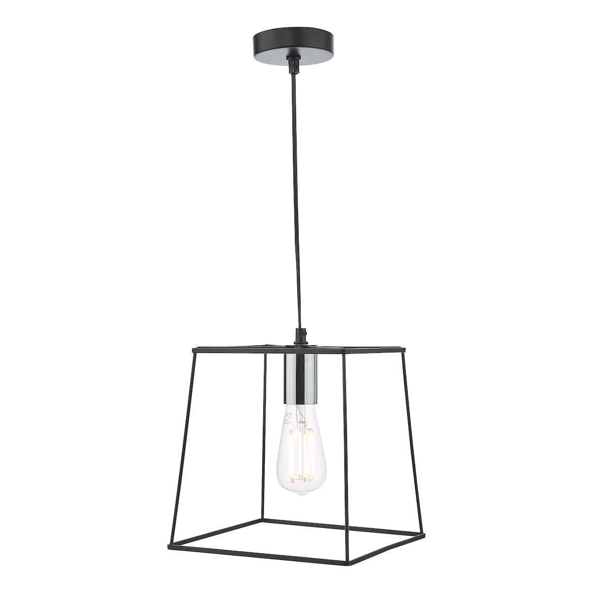 Tower 1 Light Single Pendant Matt Black Polished Chrome<br>Matt Black