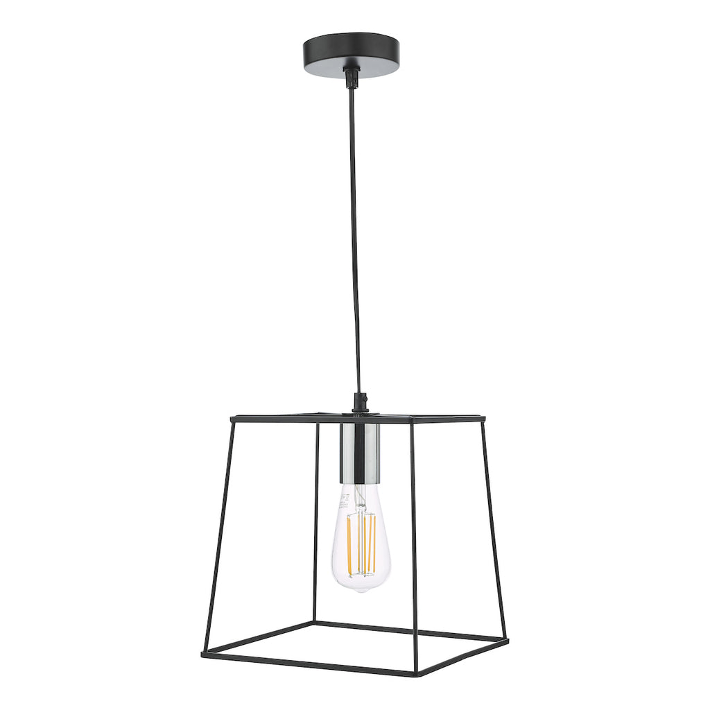 Tower 1 Light Single Pendant Matt Black Polished Chrome<br>Matt Black