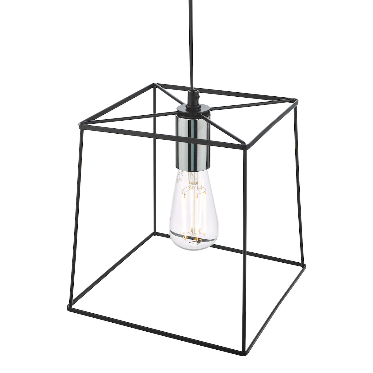 Tower 1 Light Single Pendant Matt Black Polished Chrome<br>Matt Black