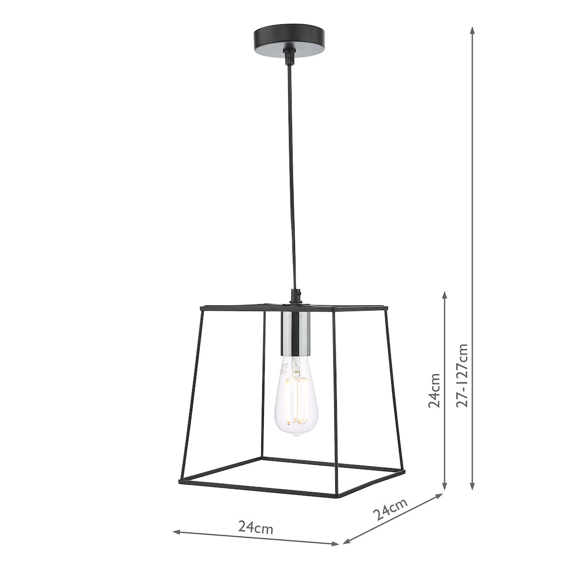 Tower 1 Light Single Pendant Matt Black Polished Chrome<br>Matt Black