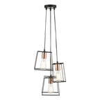 Tower 3 Light Cluster Pendant Black & Copper<br>Matt Black