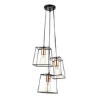 Tower 3 Light Cluster Pendant Black & Copper<br>Matt Black
