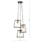 Tower 3 Light Cluster Pendant Black & Copper<br>Matt Black