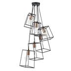 Tower 6 Light Cluster Pendant Matt Black & Copper<br>Matt Black
