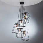Tower 6 Light Cluster Pendant Matt Black & Copper<br>Matt Black