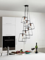 Tower 6 Light Cluster Pendant Matt Black & Copper<br>Matt Black