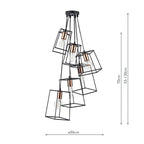 Tower 6 Light Cluster Pendant Matt Black & Copper<br>Matt Black