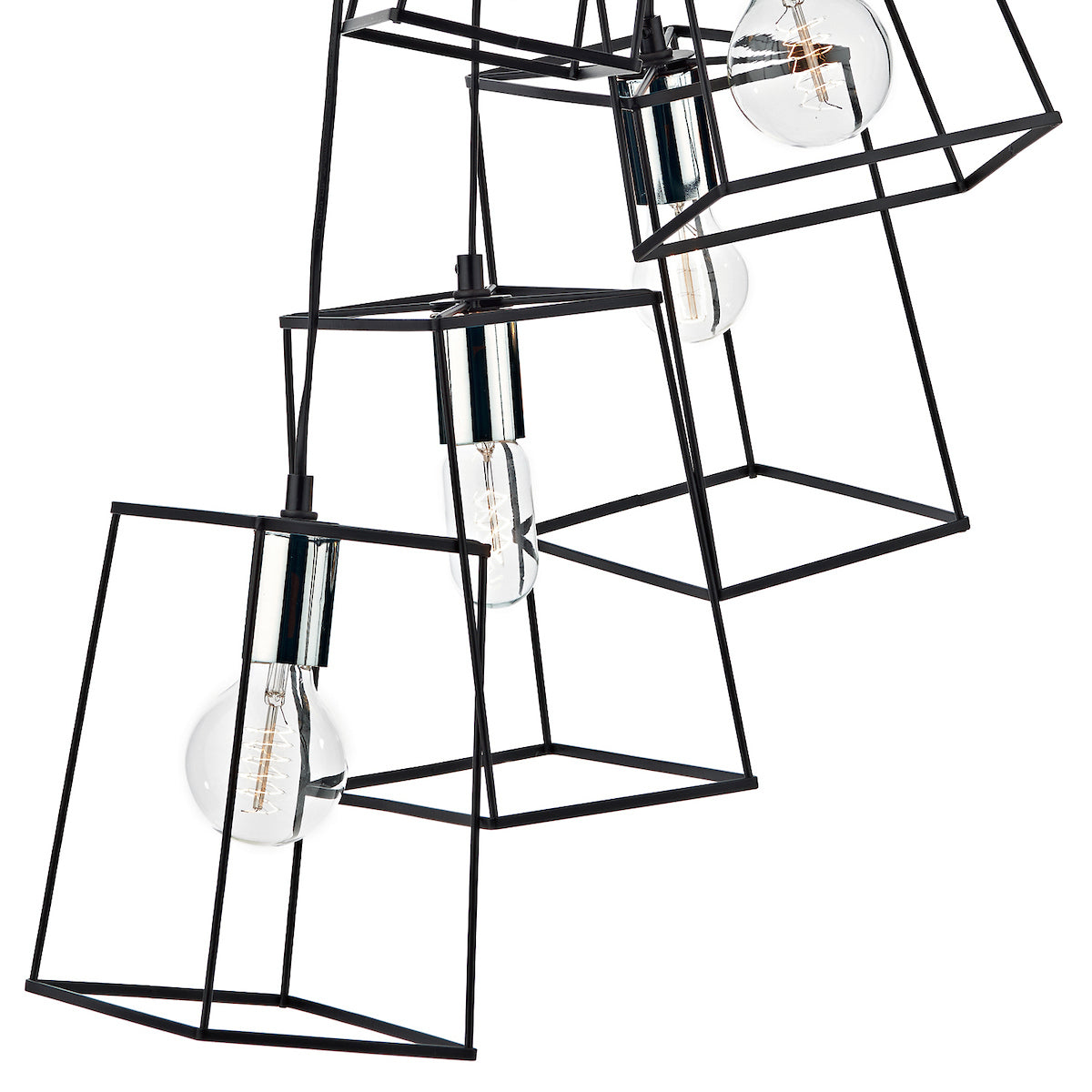 Tower 6 Light Cluster Pendant Black &amp; Polished ChromeMatt Black