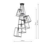 Tower 6 Light Cluster Pendant Black &amp; Polished ChromeMatt Black