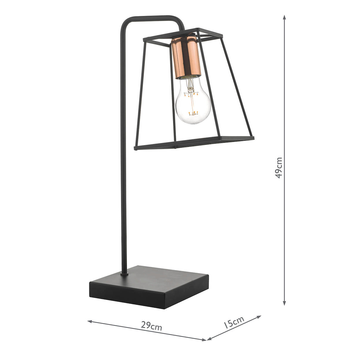 Tower Table Lamp Black & Copper<br>Matt Black