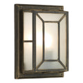 Trent Outdoor Wall Light Black/Gold Frosted Glass IP44<br>Matt Black Gold