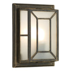 Trent Outdoor Wall Light Black/Gold Frosted Glass IP44<br>Matt Black Gold