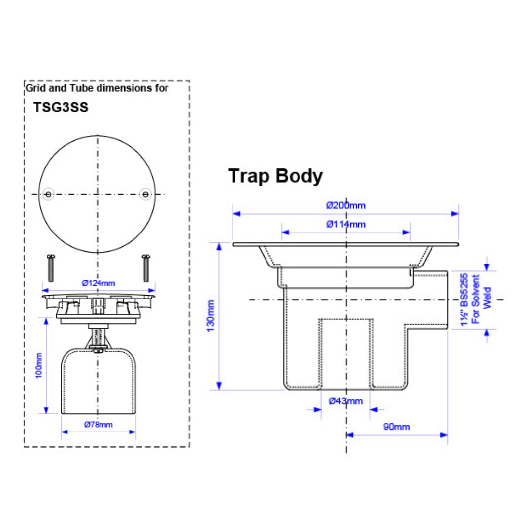 McAlpine 50mm Water Seal Gully with Vertical Outlet and Side Inlet - Chrome