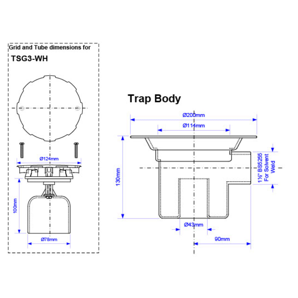 McAlpine 50mm Water Seal Gully with Vertical Outlet and Side Inlet - White