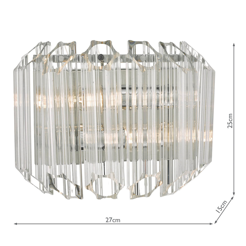 Tuvalu 2 Light Wall Light Glass & Polished Chrome<br>Glass
