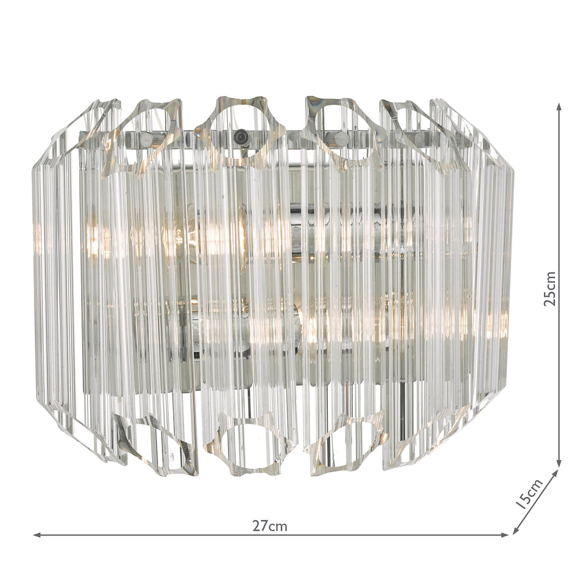 Tuvalu 2 Light Wall Light Glass & Polished Chrome<br>Glass