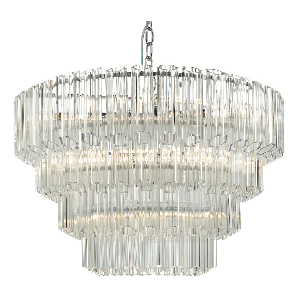 Tuvalu 4 Tier 9 Light Chandelier Crystal & Polished Chrome<br>Moulded Glass