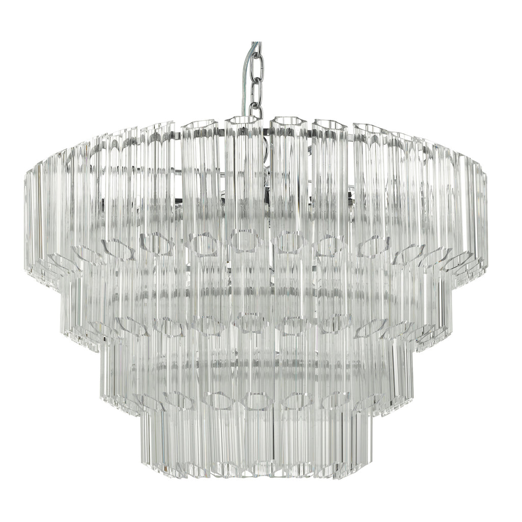 Tuvalu 4 Tier 9 Light Chandelier Crystal & Polished Chrome<br>Moulded Glass