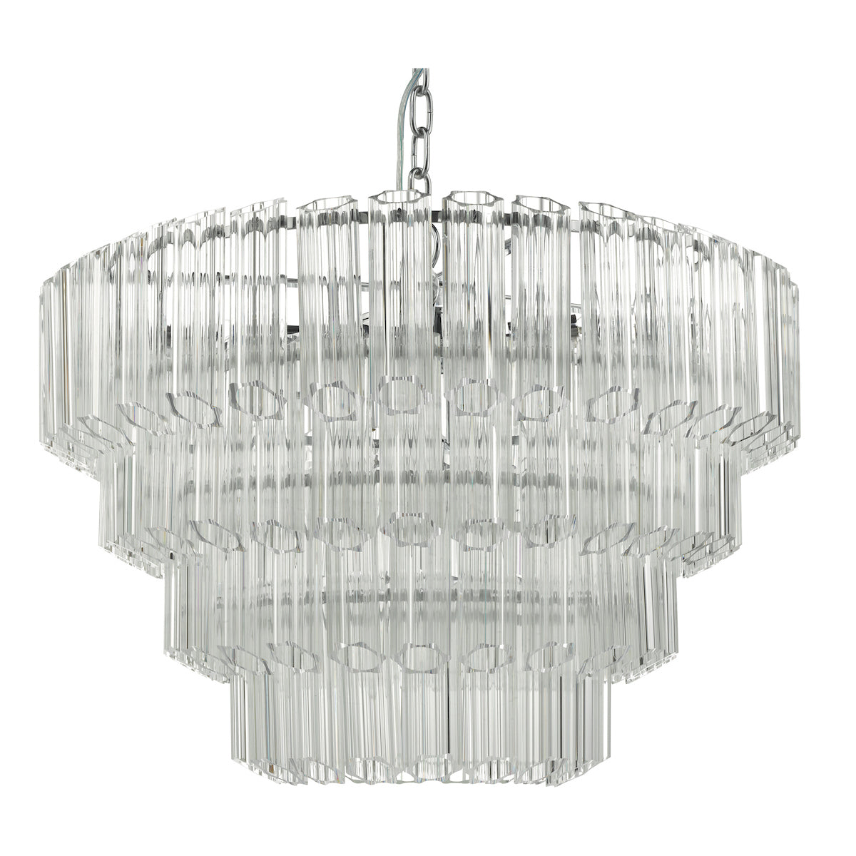 Tuvalu 4 Tier 9 Light Chandelier Crystal & Polished Chrome<br>Moulded Glass