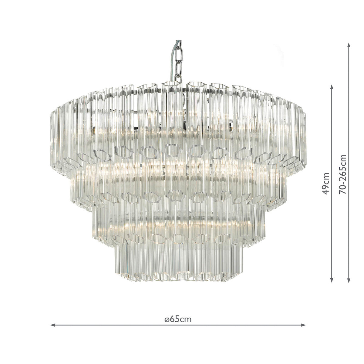 Tuvalu 4 Tier 9 Light Chandelier Crystal & Polished Chrome<br>Moulded Glass