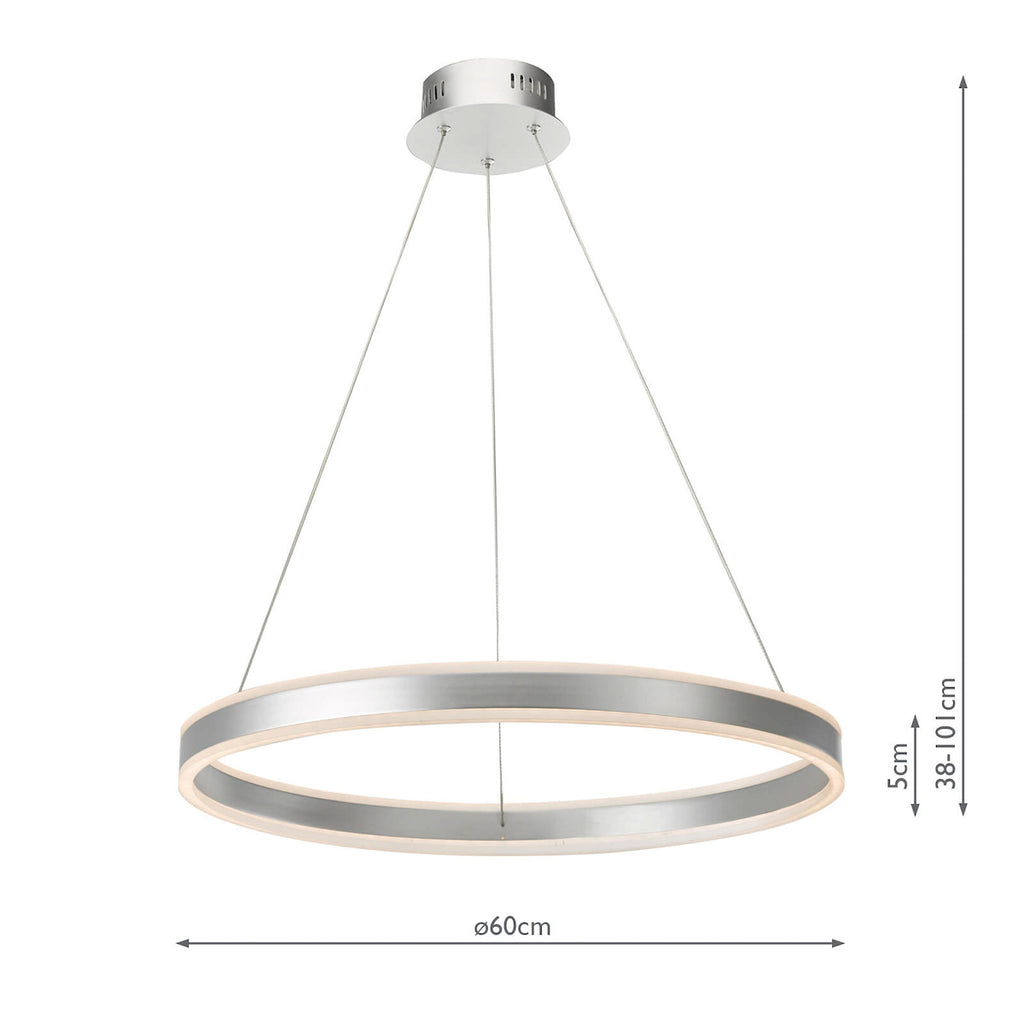 Tybalt Pendant Silver & Acrylic LED<br>Satin Silver