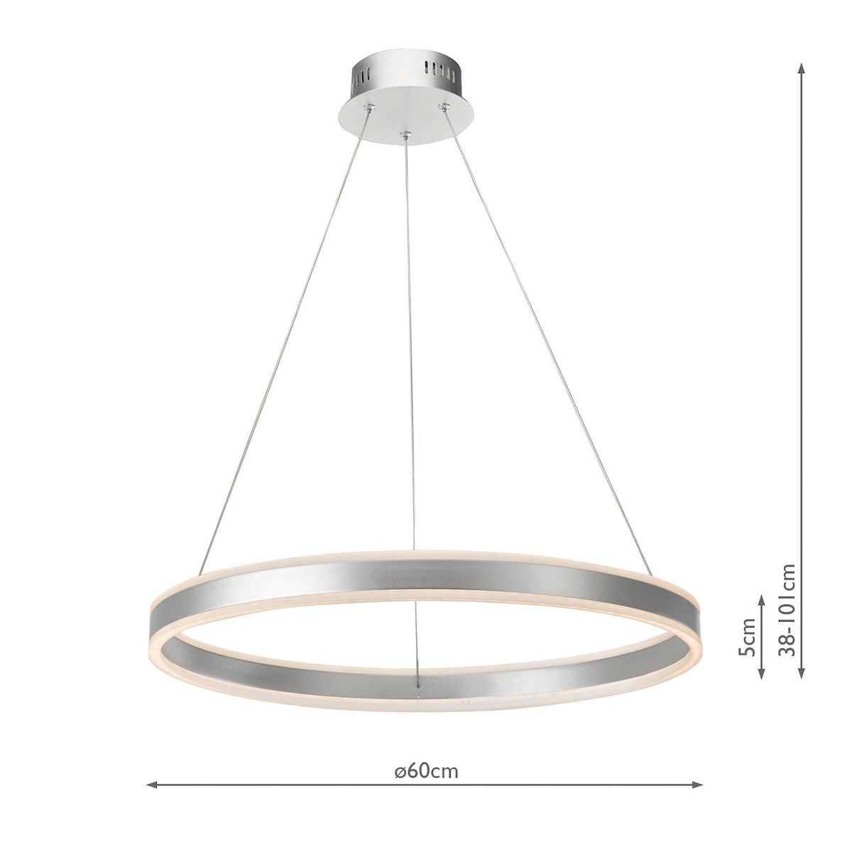 Tybalt Pendant Silver & Acrylic LED<br>Satin Silver