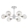 Tyka 6 Light Semi Flush Polished Chrome & Glass<br>Polished Chrome