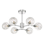 Tyka 6 Light Semi Flush Polished Chrome & Glass<br>Polished Chrome