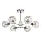 Tyka 6 Light Semi Flush Polished Chrome & Glass<br>Polished Chrome