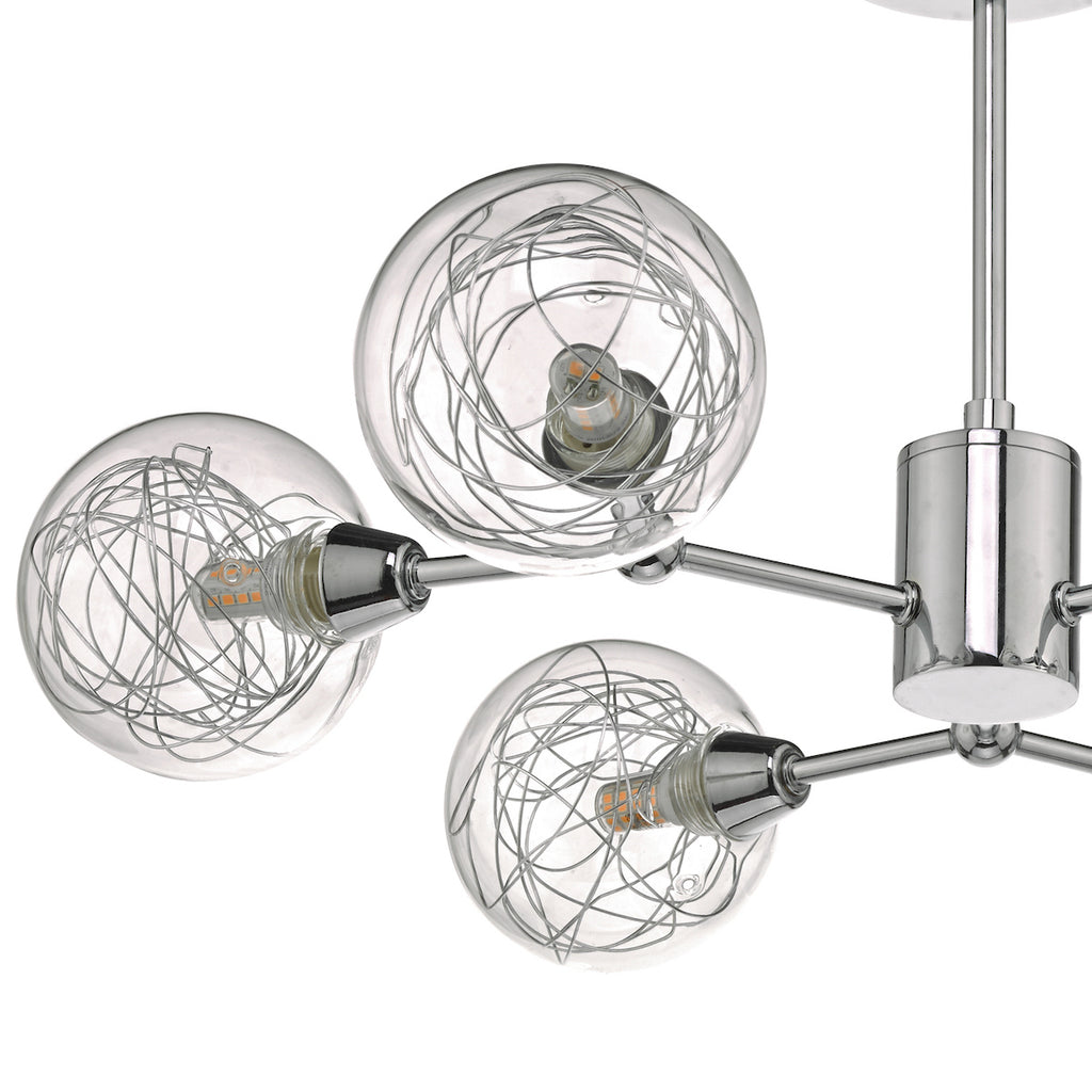 Tyka 6 Light Semi Flush Polished Chrome & Glass<br>Polished Chrome