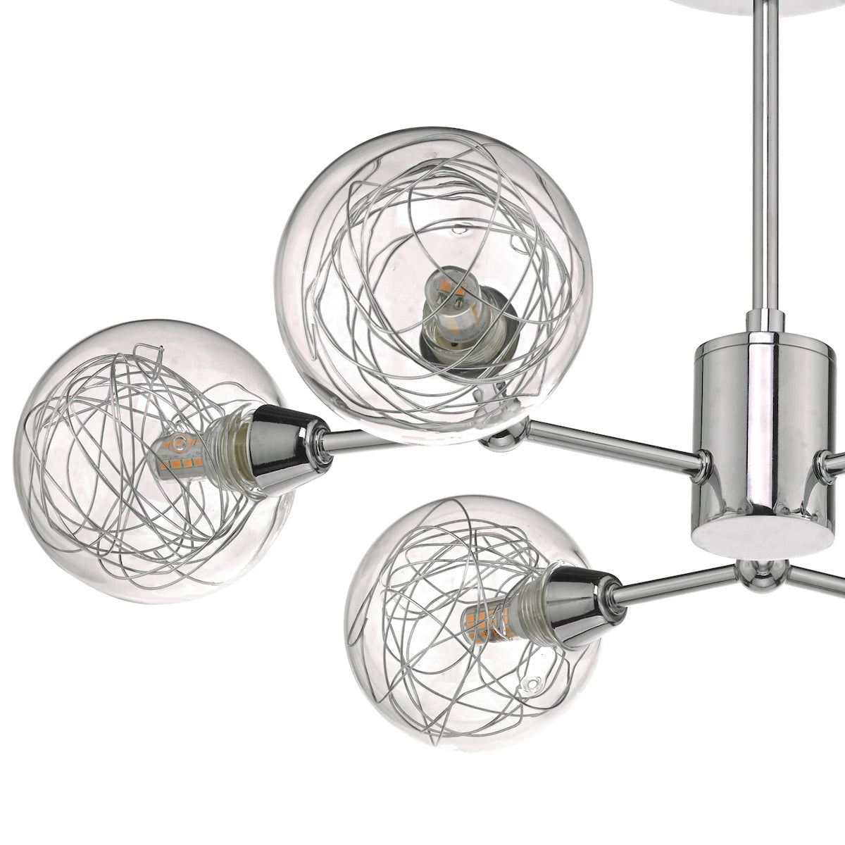 Tyka 6 Light Semi Flush Polished Chrome & Glass<br>Polished Chrome