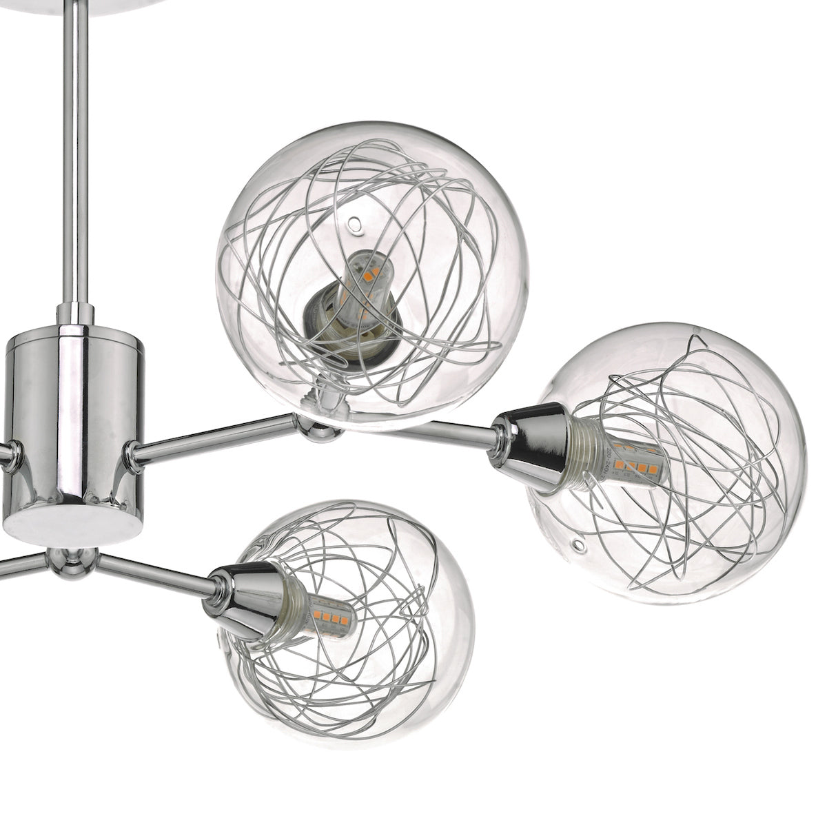 Tyka 6 Light Semi Flush Polished Chrome & Glass<br>Polished Chrome