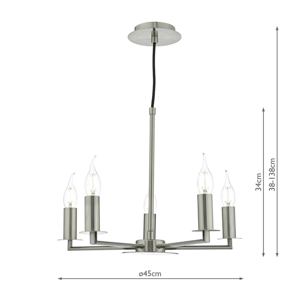 Tyler 5lt Pendant Satin Nickel Fitting Only<br>Satin Nickel