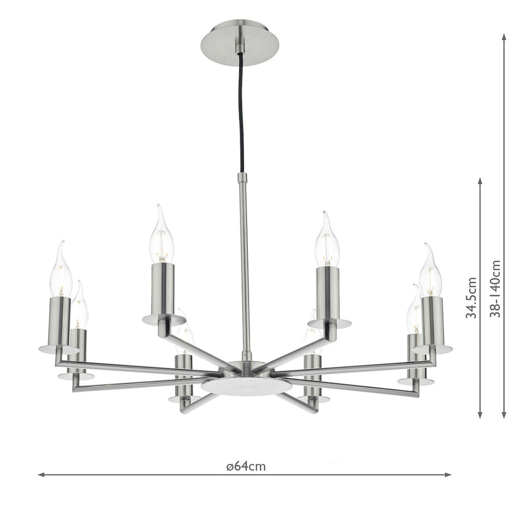 Tyler 8 Light Pendant Satin Nickel Fitting Only<br>Satin Nickel