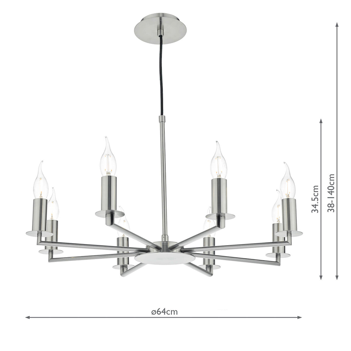 Tyler 8 Light Pendant Satin Nickel Fitting Only<br>Satin Nickel