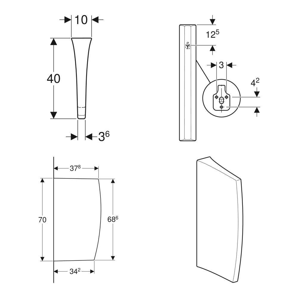 Twyford Ceramic Urinal Divider - White