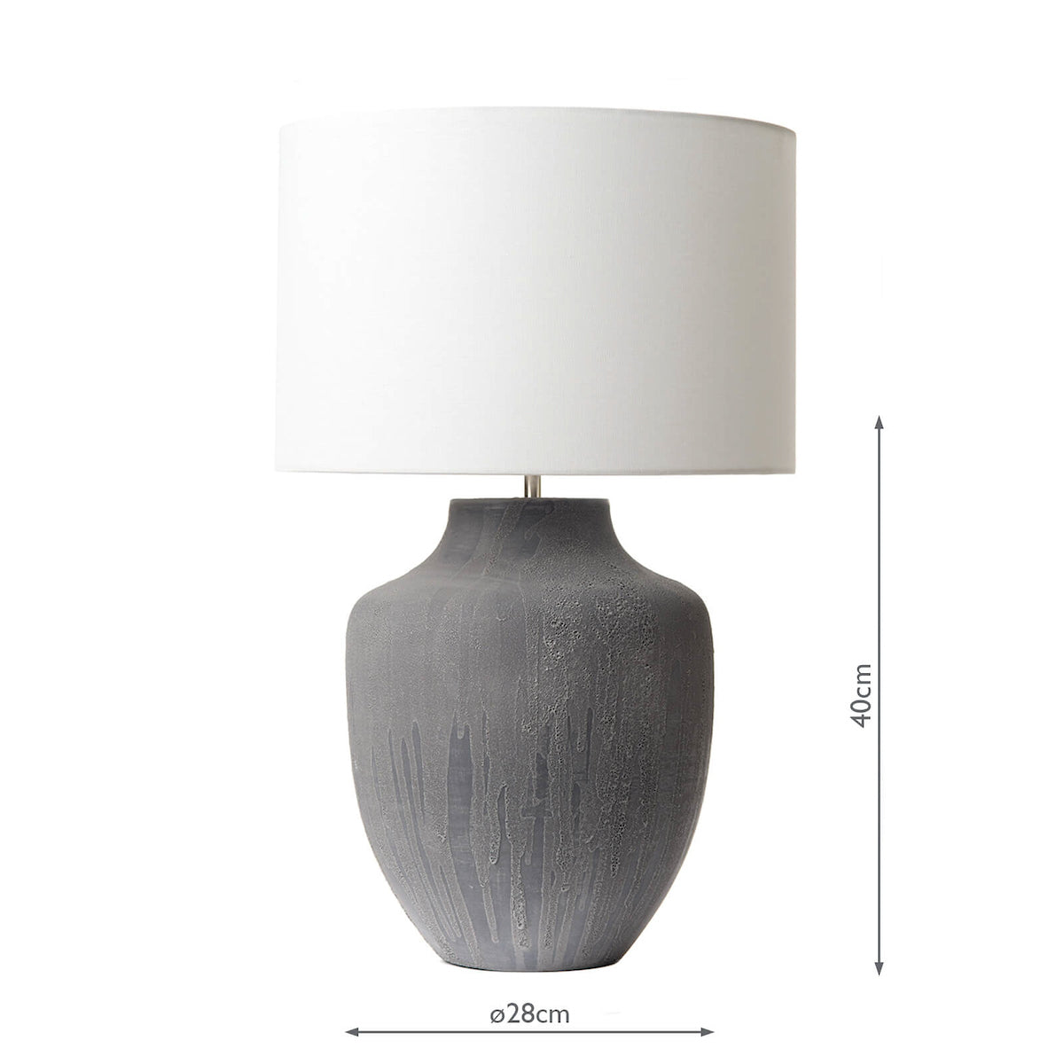 Udine Table Lamp Textured Grey Base Only<br>Grey Ceramic